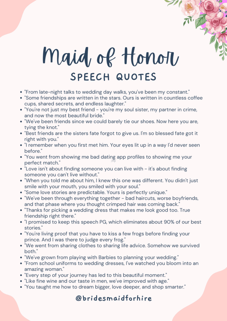 maid of honor speech quotes