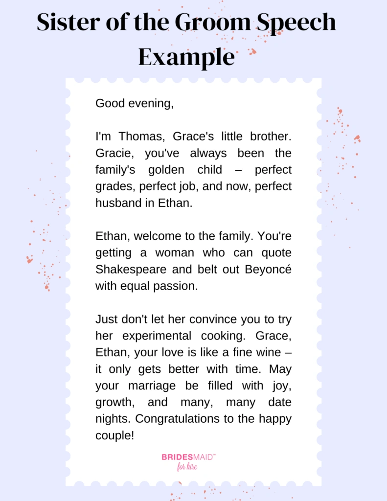 5 Sister of the Groom Speech Examples