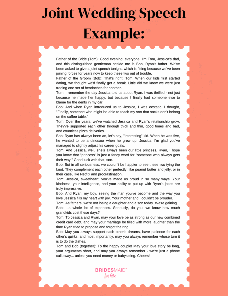 Joint Wedding Speech Example