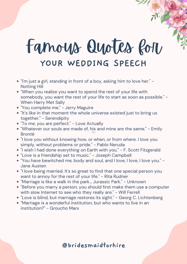 famous wedding speech quote