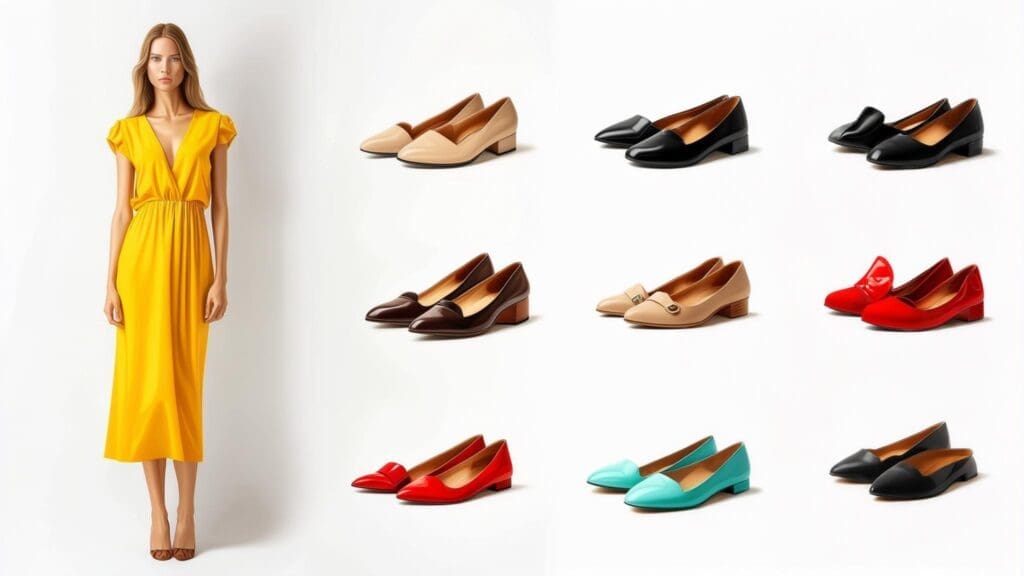 what color shoes go with a yellow dress