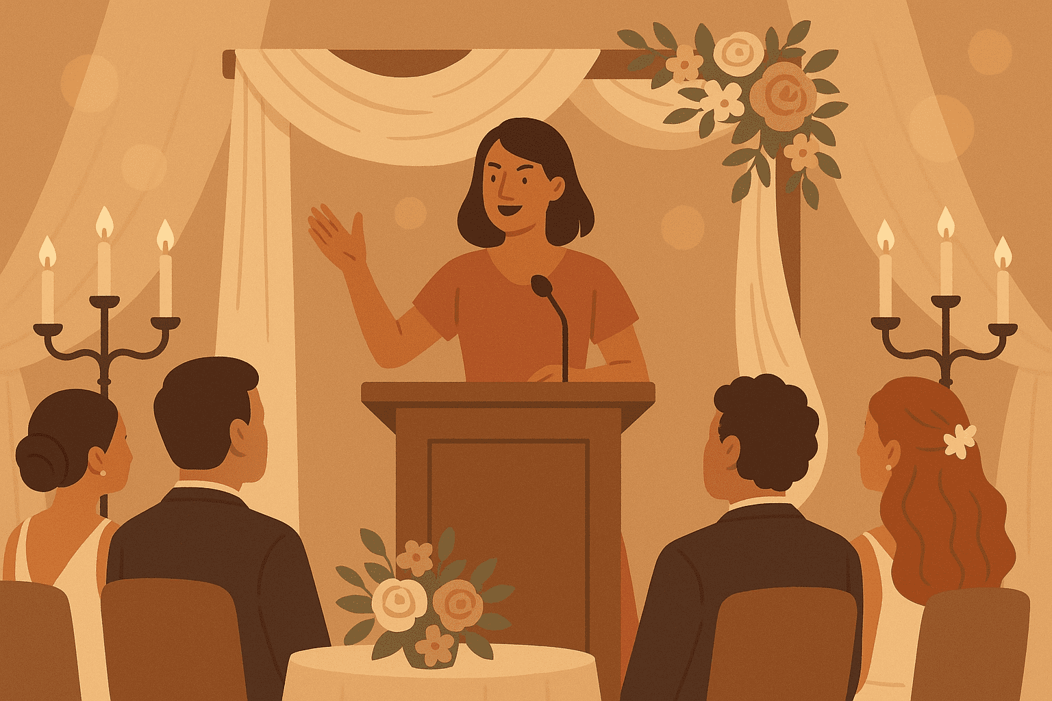 Maid of honor avoiding common speech mistakes