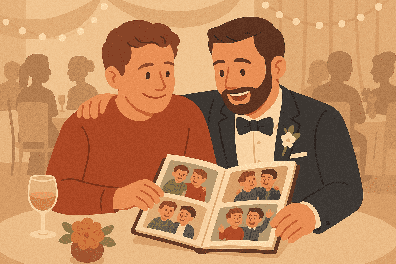 Best man and groom sharing emotional moment