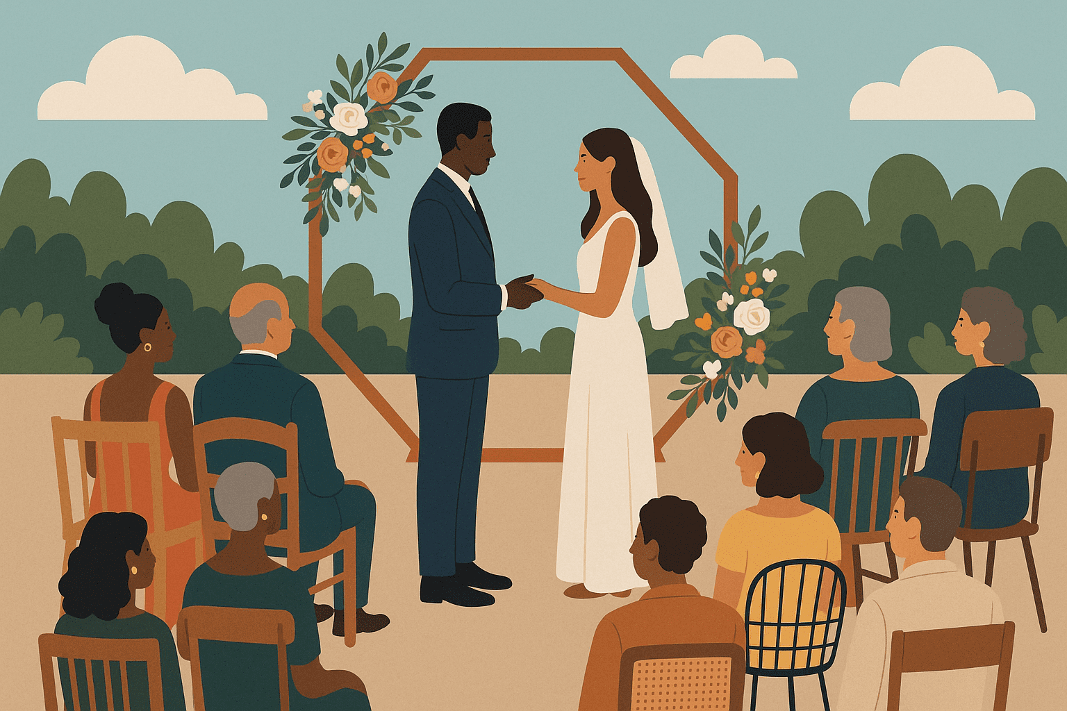 Modern couple exchanging contemporary wedding vows