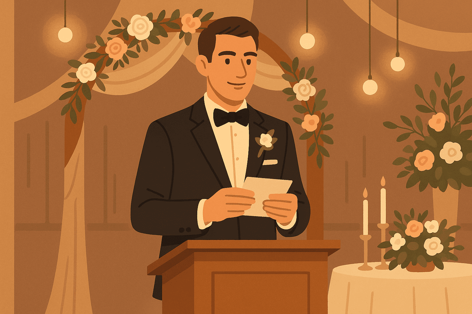 Best man giving speech at wedding reception